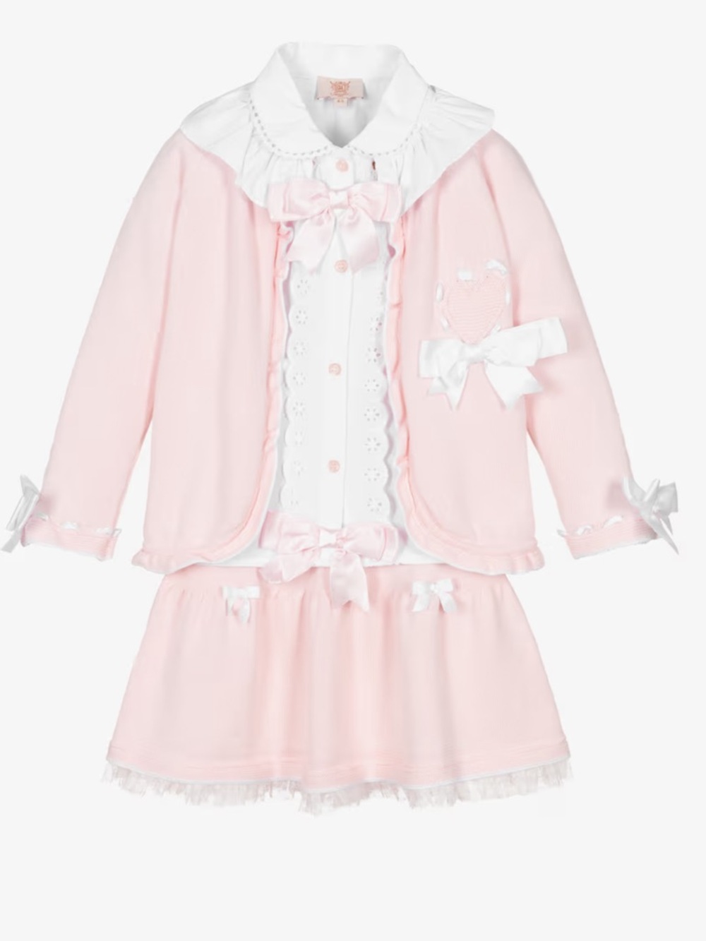 Caramelo White Blouse with Pale Pink Satin Bow